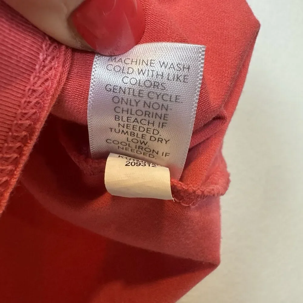 J. Jill Luxe Supima Cotton Scoop Neck Tee Shirred Back Cinnabar Red Women’s Sz M - Picture 4 of 7